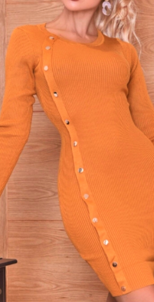 One Size Knit Mini Dress Black & Orange